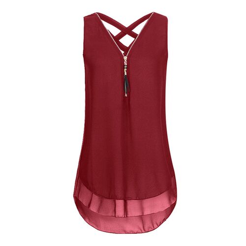 Sexy Lady Solid Color Back Bandage V Neck Sleeveless Zipper