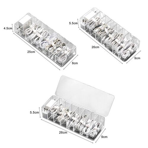 Cable Storage Box Transparent Plastic Data Line Storage Cont