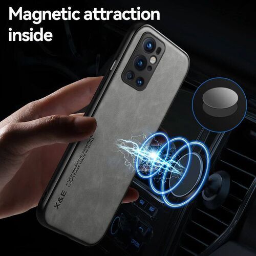 For Oneplus 8 9 7 Pro Case Leather Texture Car Magnetic Stan