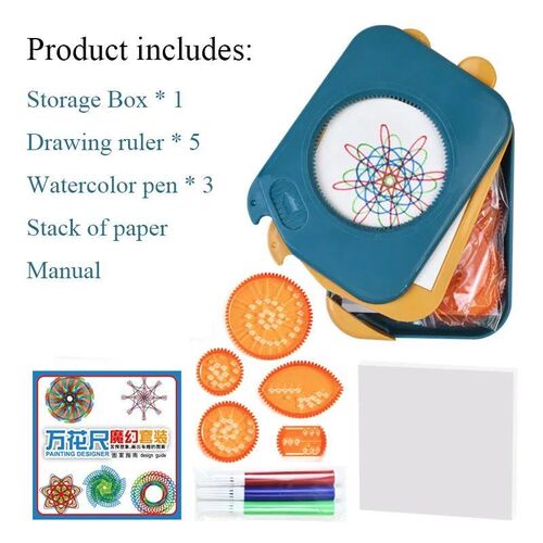 Spirograph Drawing Toys Storage Set Interlocking Gears Wheel