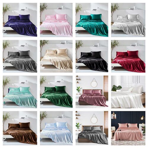 Four-piece Set Of Solid Color Satin Sheets, Skin-friendly Se