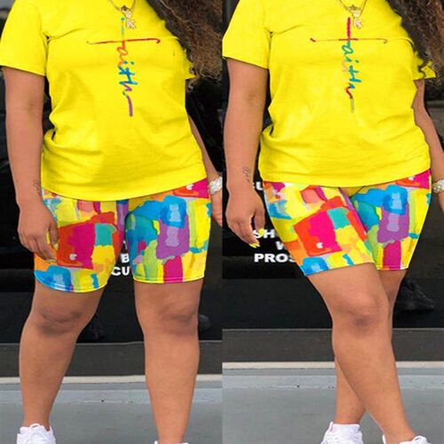 Womens Two Piece Sets Outfit Faith Melting Colors All Over P