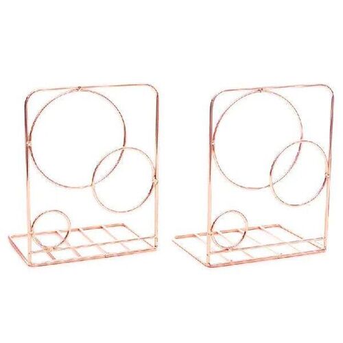 2pcs Round Circle Metal Desktop Bookends Book Ends Support