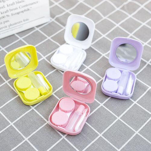 Macaron Color Eye Contact Lenses Cases Girl Black Purple Con