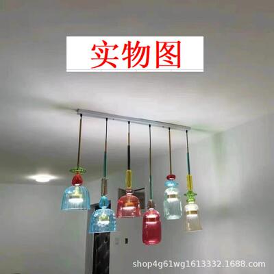 马卡龙彩璃吊灯餐厅店铺现4593代简约罩吧台餐桌卧室床灯色头小吊