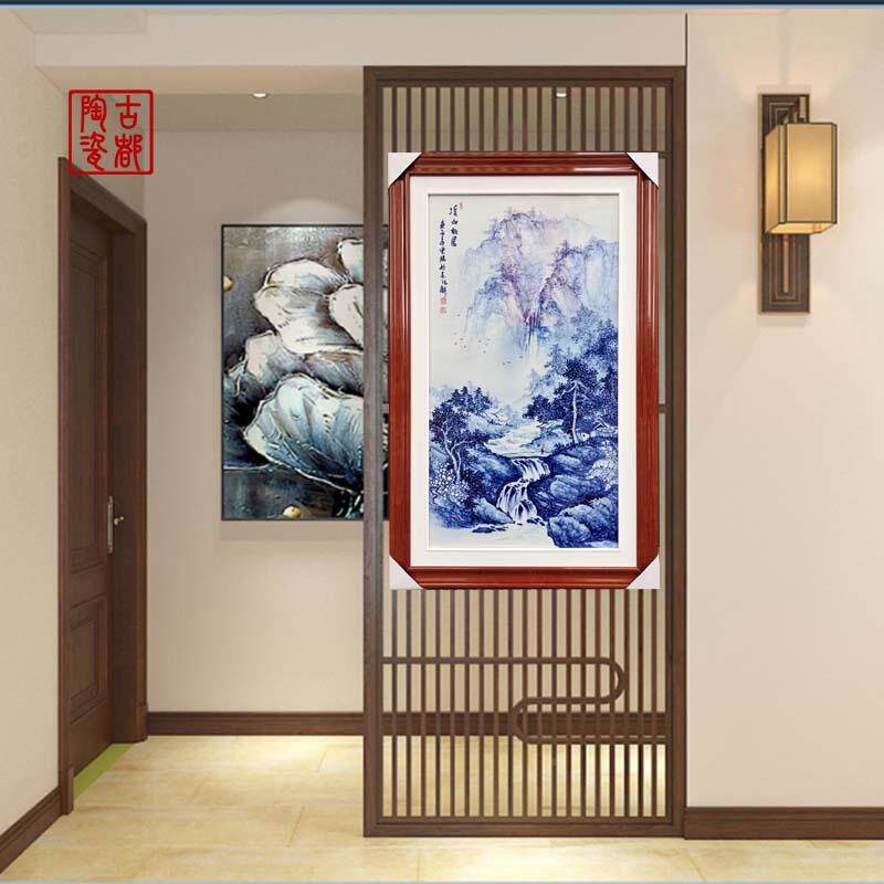 新式手中绘烧制 瓷器现代 装饰如图画 玄关客厅瓷板画挂件