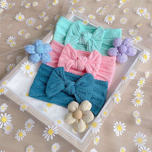 New Soft Twist Nylon Childrens Hair Band Ba Wide Edge Bow S