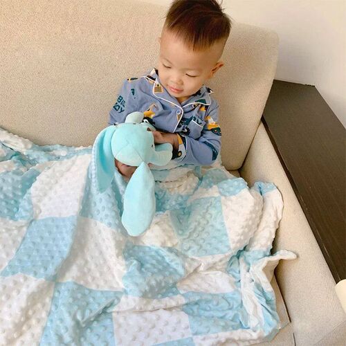 Minky Dot Soft Baby Blanket With Toys Double Layer Warm Plus
