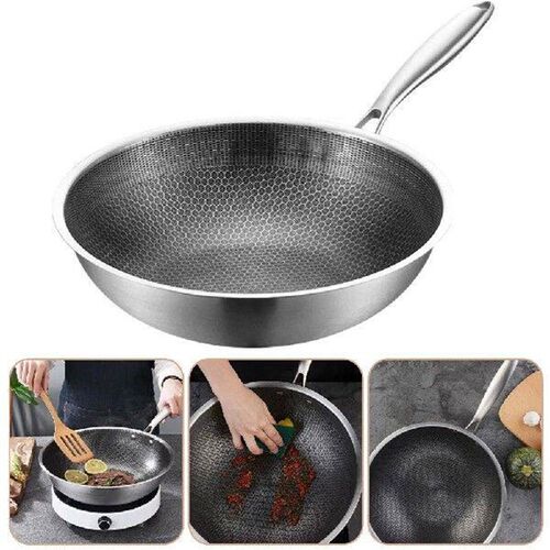 Frying Pans Stainless Steel Wok Woks for Gas Stove Stir-fry