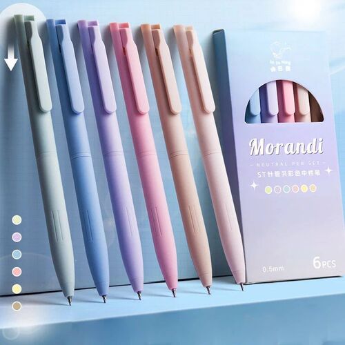 6Pcs Morandi Color Gel Pen Colorful Signing Pen Colored Ink