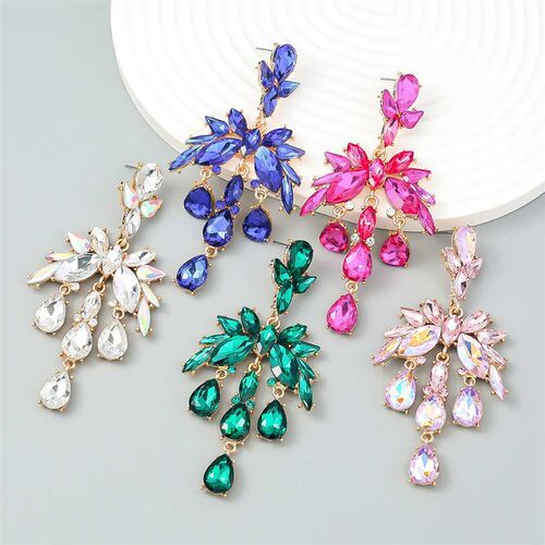 Fashion Ins Style Alloy Diamond Drop Shape Glass Diamond Ear