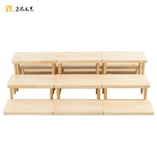 中岛柜实木木制方凳面包烘焙点心展架松木陈列道具托盘
