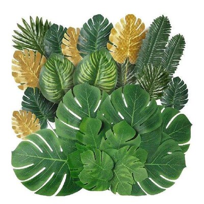 20pack/lot Home Decor With Silk Monstera Leaves And