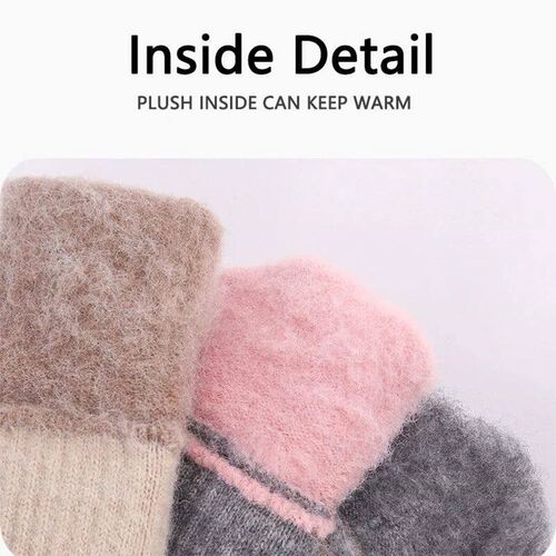 Women Men Warm  Screen Gloves Sretch Knit Mittens Wool Full