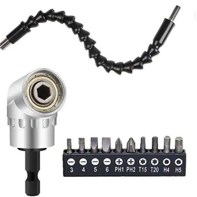 Flexible shaft extension screwdriver bit holder for