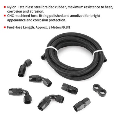 9.8ft 5/8 AN10 Braided Fuel Line Hose with Straight 45 Degre