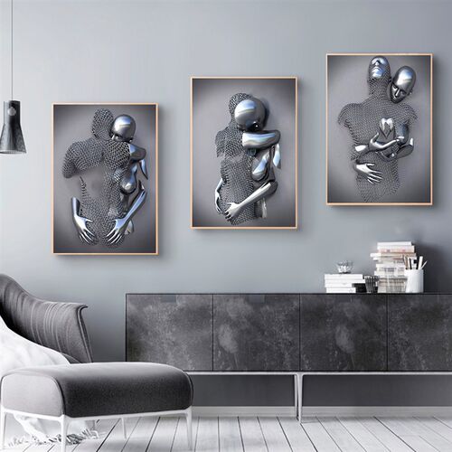 Modern Metal Figure Statue Art  Painting Romantic Abstract P
