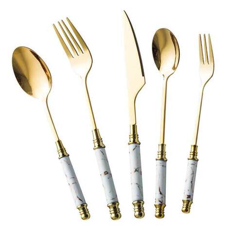 Ceramic Tableware Fork Spoon Knife Set Vintage Cutlery Set