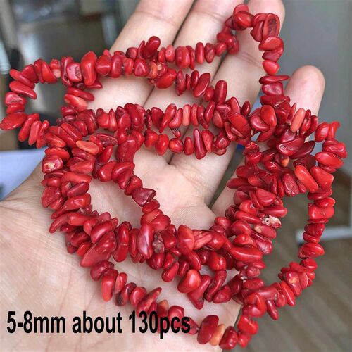 Natural Red Coral Bead Irregular Chip Drum Drop Rice Round L