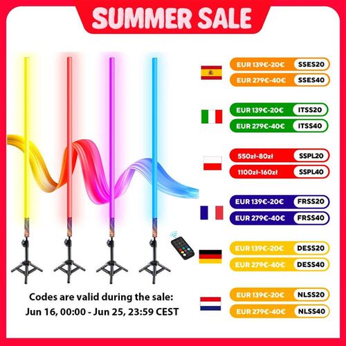 LUXCEO 85cm 4pcs LED Mood Light 3W Remote Control Atmosphere