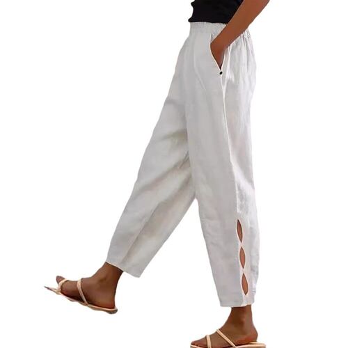 Womens Pants tton Linen Solid lor Fashion Casual Daily Side