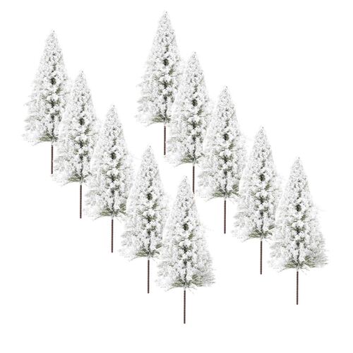 10pcs Model Pine rees Miniature White Snow rees Winter Fores