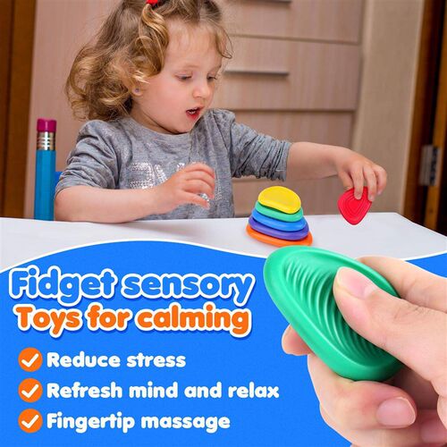 工厂好物跨境新品Fidget Toys儿童感官石 儿童解压玩具柔软矽胶纹