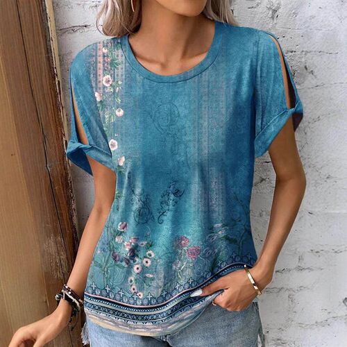 European womens short sleeved printed shirt