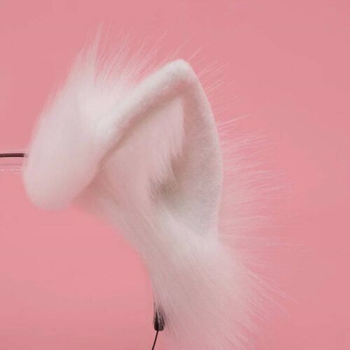 Handmade Cat Faux Fur Ears Headband Solid Color Fluffy
