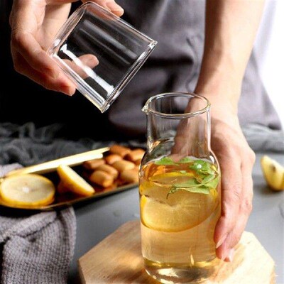 Water Carafe with Tumbler Glass Cold Hot Water Bottle Cup