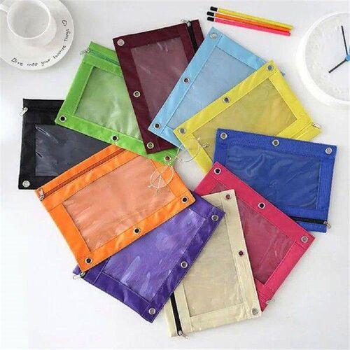 3 Holes Pencil Case Zipper Transparent Loose-Leaf Binder