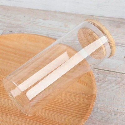 Bamboo Lid Airtight Glass Tea Jar Storage Containers Sealed