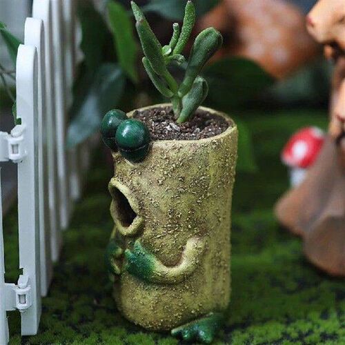 Playful Resin Frog Expression Flowerpot Cute Decorative