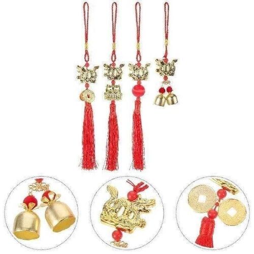 4 Pcs Dragon Statue Pendant Chinese New Year Decor Bonsai