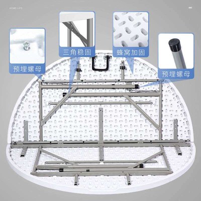 Folding Round Table Dining Table Household 8-10 People Can S