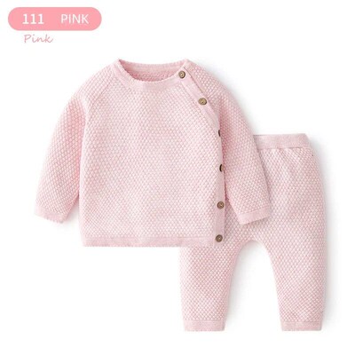 Baby Knitting Autumn Winter Clothes Set Solid Color Cotton I