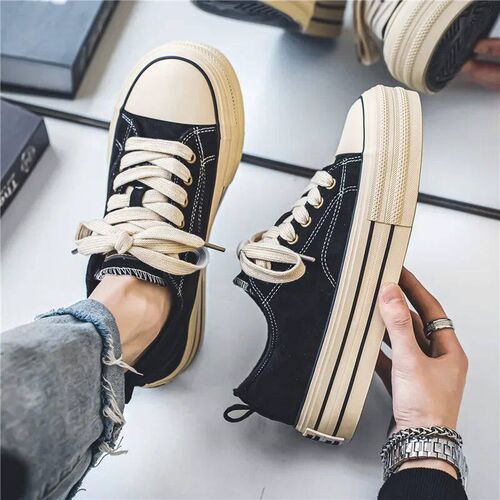 Hot sale Classic Black Canvas Shoes Men Spring Summer