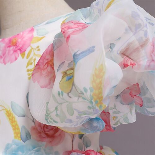 Flower Puff Sleeve Dress Child Girls Princess Dress Kids 3 6