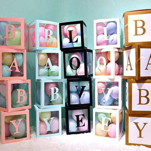Transparent balloon box BABY birthday party layout confessio