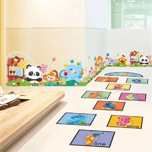 Hopscotch Game Floor Stickers Cartoon Self-adhesive Digital