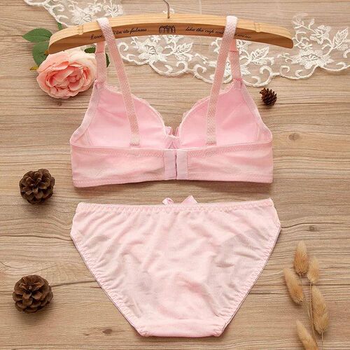Girl Sweet Wireless Bra Lace Bows Underwear Sets Breathable