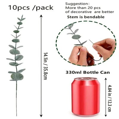10pcs Eucalyptus Stems Artificial EucalyptusP Leaves for Hom