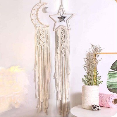 Moon and Star Dream Catchers Handmade Woven Cotton Dream