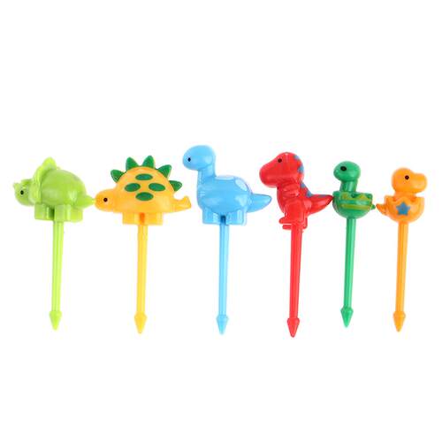 6/8/10pcs Animal Farm Dinosaur Fruit Fork Mini Cartoon Child