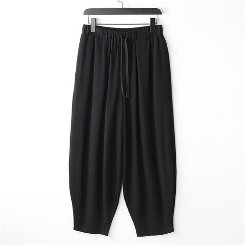 Chinese Style Linen Ankle-length Pants Mens rendy Solid lor