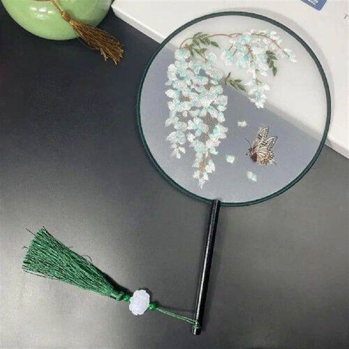 Silk-wrapped Palace Fan Summer Fan Chinese Embroidered