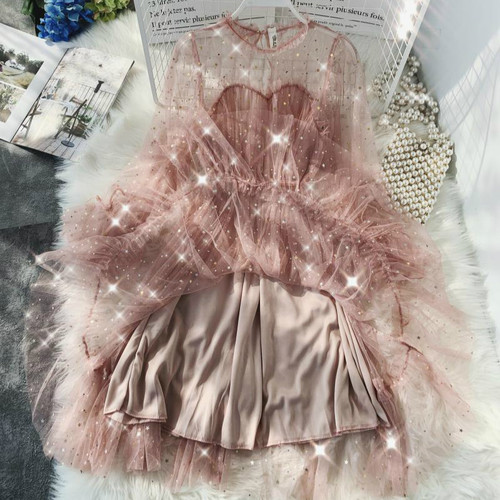 Women dress Stars Sequined Mesh Shiny Fairy Dress Women