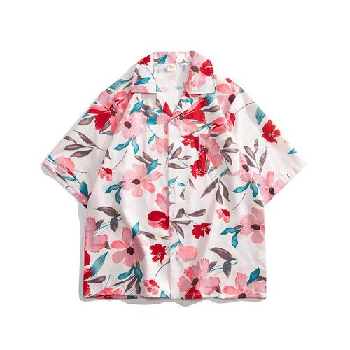 Thai Cuban collar floral shirt for men and women, summer