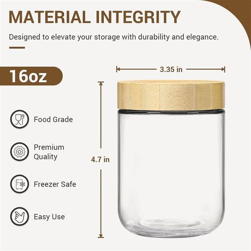 Glass jars with Airtight Lids Oats Containers with Bamboo Li