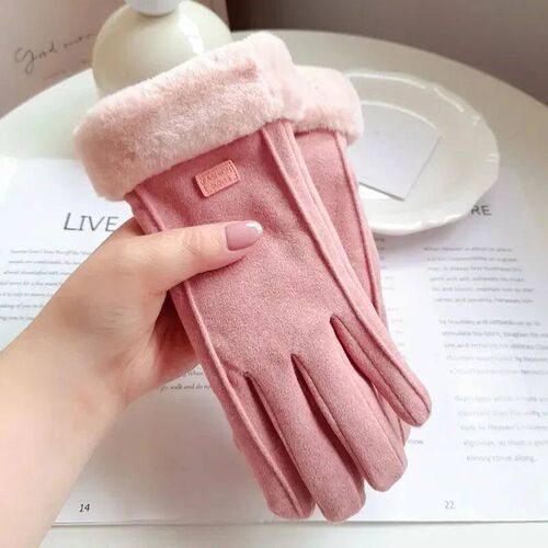 Women Winter Thick Plush Gloves Fashion Warm Suede Outdoor G